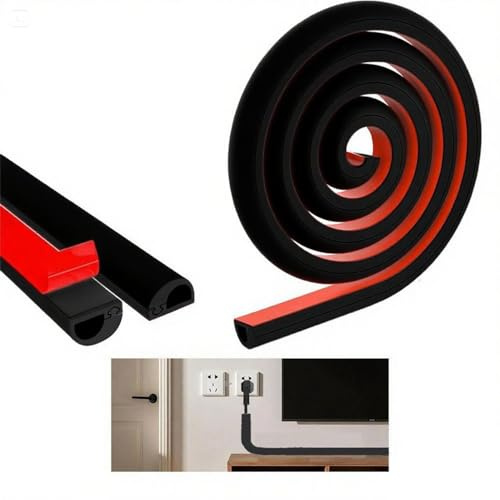 Mini-kabelränna, självhäftande, för att dölja kablar, flexibel, kabelränna, kabelkanal, kabelränna för vägg, kabelränna, självhäftande, för golv, väggar, kakel, 3 m, svart