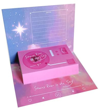Tarjeta de felicitación emergente con grabadora de voz para cumpleaños y fiestas, grabadora de voz de pastel grabable hecha a mano