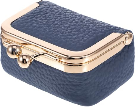 Larrel Mini Jewelry Travel Box, Portable Lightweight Jewelry Organizer Travel Ring Pouch Box with Kiss Lock for Bracelet Rings Earring Necklace Gift for Women Girl(Blue)