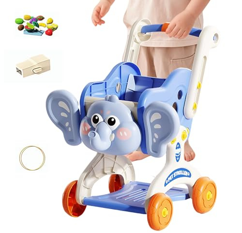 Carrito De Compra para Niños | Juguete De Comida con De Compras para Bebés,Juguete De Cortar Frutas | para Niños Y Niñas De 3+ Años Cocina Tienda De Comestibles Mercado Exterior Y Hogar