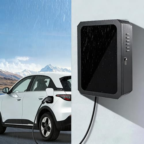 Borne de Recharge Boîtier Mural de Protection Verrouillable pour Borne de Recharge de Véhicule Électrique, Couvercle Universel Étanche Et Peu Encombrant pour Borne Recharge(Black)