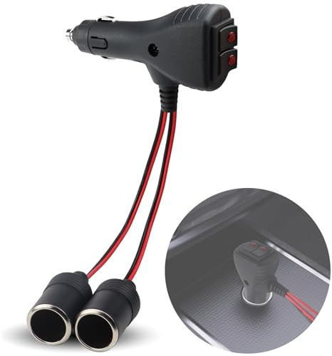 1 à 2 Prises Allume Cigare Voiture Avec Interrupteurs Indépendants, Répartiteur De Rallonge Allume-Cigare, Y Splitter Câble, Mâle Vers Femelle Adaptateur Répartiteur, Pour Voiture Moto Bateau Camion