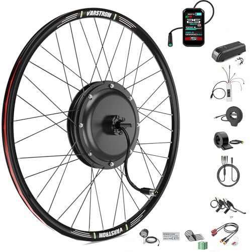 Varstrom 48V 1000W Kit de Conversión Eléctrica para Bicicleta con Motor en Buje 26 Trasero - Pantalla VD18MT - Compatible con Frenos de Disco y Sistema Cassette - Kit Conversion a Ebike