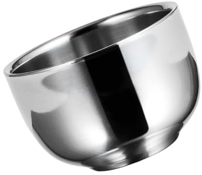 KICHOUSE Ciotola da Barba in Acciaio Inox Resistente da Uomo Contenitore per Schiuma da Rasatura Piccolo e Pratico Accessorio per Sapone da Barba per Viaggi e Uso Domestico