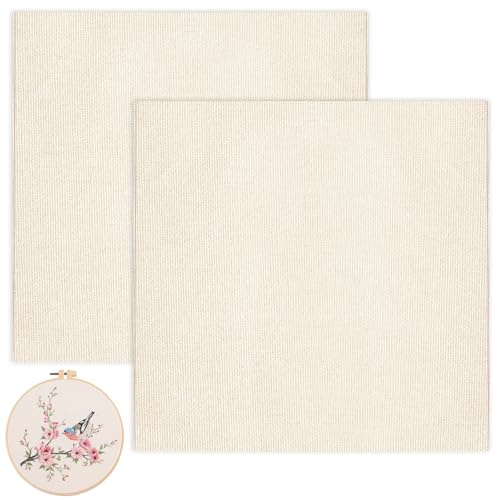 Pyralidsg 2 Piezas Tela de Monje, 51 x 51cm Tejido de Costura de Algodón, Aguja de Punzón Sin Pilling, Tela de Tufting, Telas de Bordado para Bordados Artesanales DIY, Aguja de Punzón