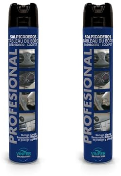 VINFER-Limpia Salpicaderos Profesional Pack 2x750 ml (1,5L)|Spray para Coche| Limpia, Abrillanta y Protege Plásticos, Vinilos y Cueros,Efecto Antiestático Repelente del Polvo,Cuidado Interior Vehículo