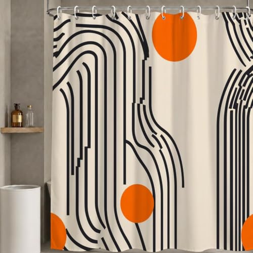 Duschdraperi 200 x 240 cm moderna, duschdraperier tvättbara textilpolyestertyg med 12 öljetter och duschdraperiringar för badkar gardin, vattentätt duschdraperi med vikt nedtill (minimalism) W-P477