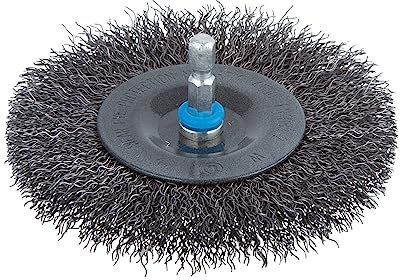 wolfcraft Steel Wire Wheel Brush ø100x10mm - 2102000 - Hexagonal shaft - Ideal for derusting and cleaning - for wire brush for drills