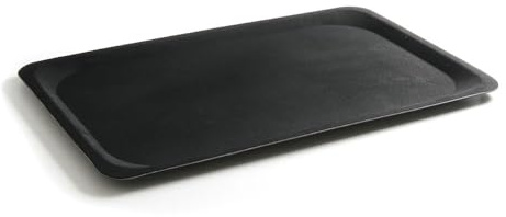 HENDI Vassoio da portata rettangolare, superficie antiscivolo, 370x530x(H)18mm, nero, fibra di vetro e gomma