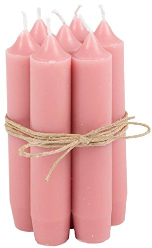 IB Laursen - Lot de 8 bougies à tige, petites bougies, couleur : rose pivoine, durée de combustion : environ 4,5 heures