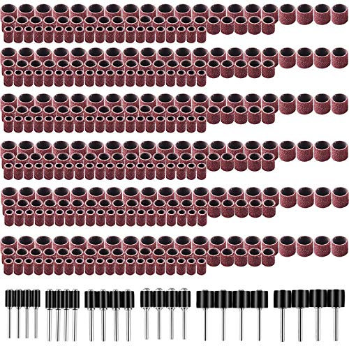 SIQUK 384 Stück Schleifhülse Satz Einschließlich 360 Stück teilig Schleifen Bands and 24 Stück Schleifwalze for Dremel Drehwerkzeug