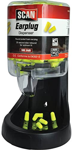 Scan Ear Plug Dispenser, Wall Mounted or Free Standing, Noise Cancelling Reduction of SNR 38dB Hearing Protection – 250 Pairs