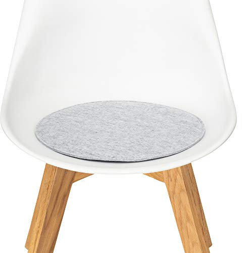 FILU Sitzkissen aus Filz 2er-Pack Hellgrau rund (Farbe und Form wählbar) 35 cm – Sitzkissen für drinnen und draußen, Deko für jeden Stuhl im Wohnzimmer oder Esszimmer, Gartenstuhl/Balkonstuhl