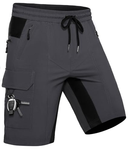 Wespornow Bermuda para Hombre con 5 Bolsillos, Pantalón Corto Deportivo de Secado Rápido para Deporte al Aire Libre, Elástico y Funcional para Trabajo, Senderismo y Trekking (Gris Oscuro,S)