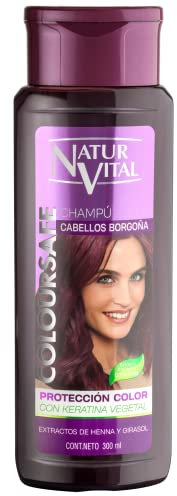 NaturVital ColourSafe - Shampoo Borgogna con Keratina, ravviva il colore, rinforza e protegge - 300 ml