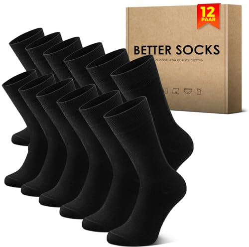 NUOZA Chaussettes Homme 39 42 (Lot de 12),Chaussettes Classiques Noir,Chaussette pour Hommes Femmes Adaptées au Décontracté,Travail,Socquettes Homme Femme 39 42,Fabriqué en Coton