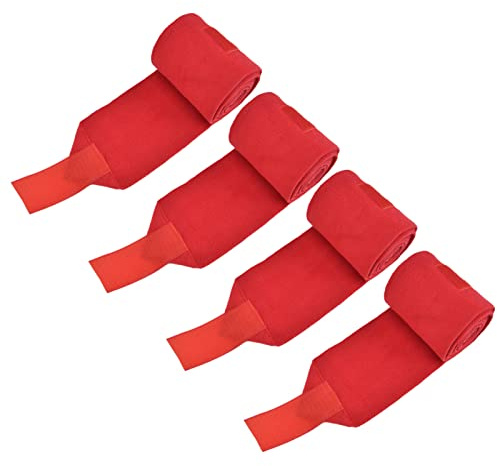 Miskall 4Pcs Horse Leg Warp, Polyester Self Adhesive Breathable Wear Resistant Animal Leg Bandage for Cows Horses Dogs Cats(Red)