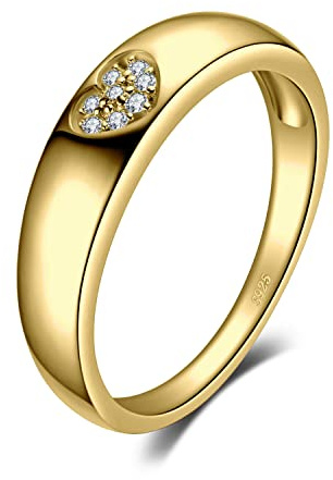 JewelryPalace Amour Taille Cœur Blanc Zircone Cubique, Bague de Fiançailles Alliance Mariage Promise, Argent 925 Plaqué Or Jaune Plaqué Or Rose, Love Bague Femme Bijoux Cadeau de Anniversaire