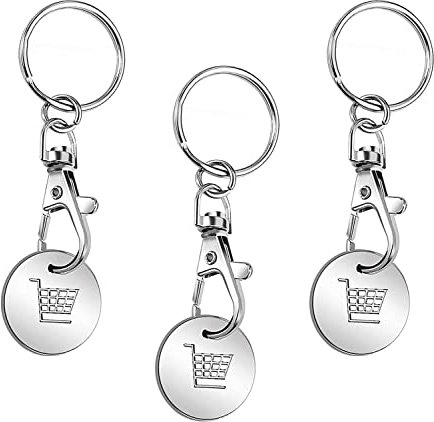 PlandleLee Extracteurs de Caddie - 3 Pièces Porte-clés Trolley Coins, Jeton de Caddie Amovible Comme Porte-clés, avec mousqueton, jeton de chariot, Cadeaux pour la famille et les amis