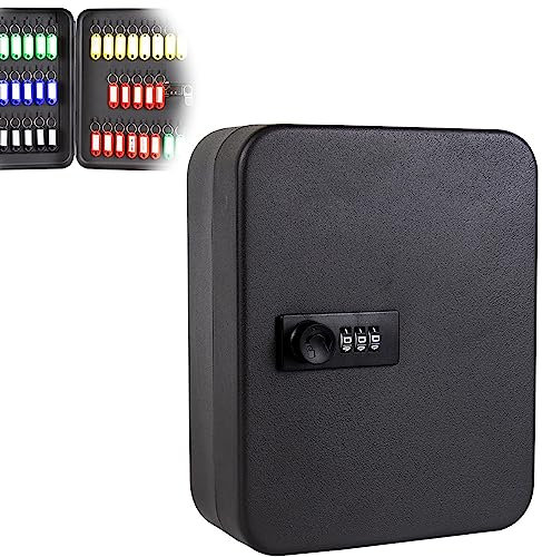 Wandmontierter Schlüsseltresorschrank,Schlüsseltresor-Aufbewahrungsbox Im Freien,Sicherheitsschloss-Aufbewahrungsbox,mit 32 Schlüsseletiketten,Passwort-Entriegelung, Für Büroimmobilien,Hotelgarage