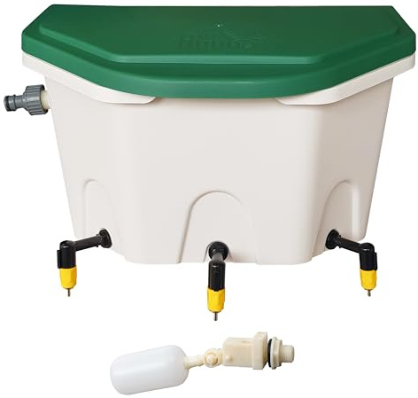 Breker AviAqua - Kaninchen Tränke mit Schwimmer - 3 Nippel - 8 Liter - Automatiktränke - Nagertränke mit Schwimmer