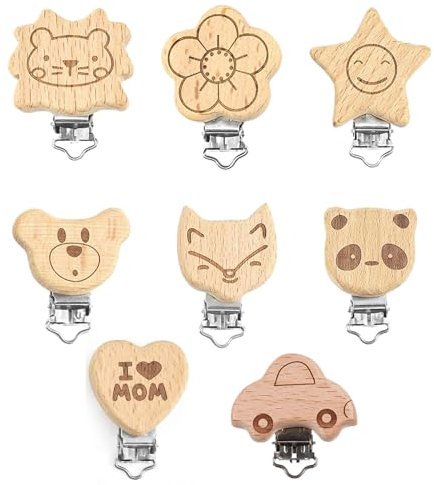 Clip Ciuccio, Clip Ciuccio Legno Clip, Porta Ciuccio Legno, 8 Pezzi Clip Ciuccio In Legno, Clip Ciuccio Legno Di Bambino