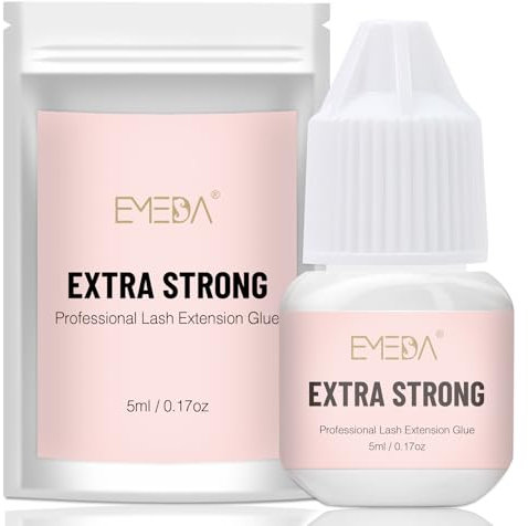 EMEDA Sensitive Lash Extension Glue Fast Drying Strong Hold Eyelash Glue Waterproof Lash Glue for Eyelash Extensions Long Lasting Retention 6-7 Weeks 1S-2S