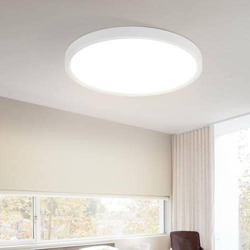 cliheet Deckenlampe Led Deckenleuchte Flach - Ø18cm Badezimmerlampe Decke 15W Badlampe Rund Küchelampe Weiß Flurlampe 4000K Badezimmer Deckenbeleuchtung Modern für Küche Bad Flur Schlafzimmer