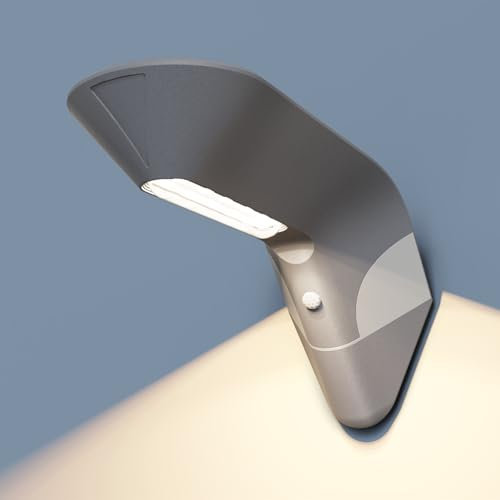 ACMHNC Applique Solare da Esterno, Faretto Led Esterno Solare con Sensore di Movimento, 4400 mAh Batteria, Impermeabile Ip65, Alluminio, Lampada da Parete Per Giardino a Parete Garage