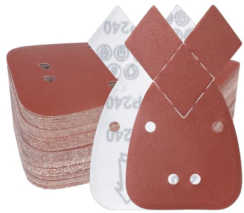 PMIQSA 100PCS 240 Grits Black and Decker Mouse Sander Paper 4 Hole Mouse Sanding Pads Detail Hand Sandpaper Sheets for Grinding and Polishing