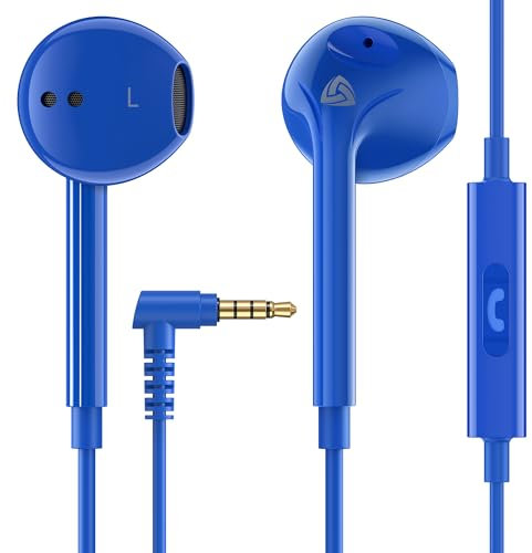 Ludos Zenith Auriculares In Ear con Cable y Microfono, 2 Años de Garantía, Auricular con Jack, Cascos Musica con Graves Potentes, para iPhone, iPad, Samsung, Xiaomi, Huawei, Gaming - Azul