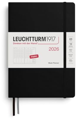 LEUCHTTURM1917 372759 veckoplanerare medium (A5) 2026, svart, engelsk