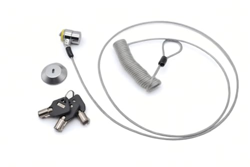 LORADAR 10-Foot Retractable Anti-Theft Steel Cable Lock with Lock Plate, Suitable for laptops, Tablets, Monitors, and Mobile Phones (Silver, 1 Pack)