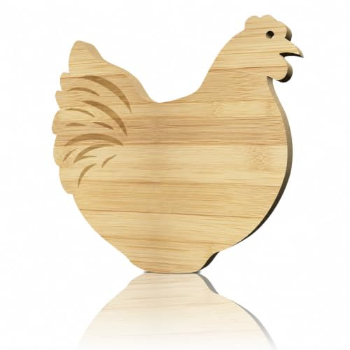 WEBEEDY Chicken Shaped Bamboo Wood Cutting Board Personalized Charcuterie Serving Tray Wood Cutting Board for Kitchen with Hanging Hole for Cheese,Fruit,Meat,Vegetable,Gift for Halloween Easter