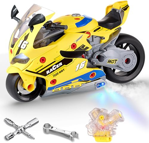 Take Apart Motorcycle Toys Kit, Motorcycles Toy with Light & Sound, Motorcycle Model Toys for Toddlers 3-5, DIY Engine Building Kit Enhances Hands-On Skills for Preschool & Kindergarten Boys & Girls