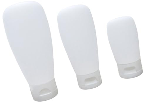 STOBAZA Set de Voyage 30ml 60ml 100ml 3pcs Flacons de Cosmétiques en Silicone Rechargeables pour Lotion et Liquide Cosmétique, pour Voyage et Activités Outdoor