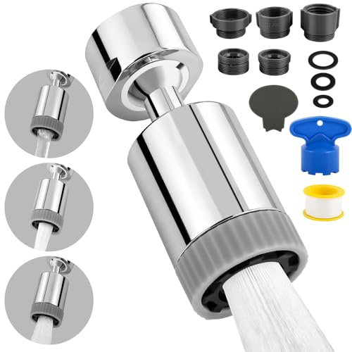Aeratore per Rubinetto Cucina, Rompigetto Rubinetto con 3 Modalità, Accessorio Rotabile 360° per Lavello, Filtri per Rubinetti Acqua, Estensione Spray per Cucina e Bagno