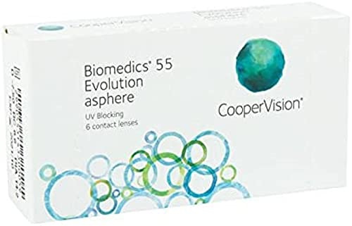 Biomedics 55 Uv Evolution - Lentes de contacto esféricas mensuales (R 8.6 / D 14.2 / -8.5 Diop), Pack de 6 uds.