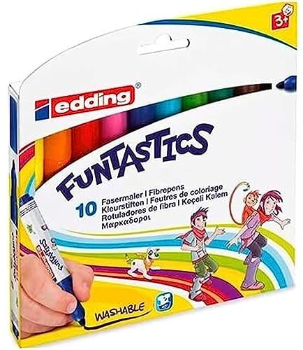 edding 14 FUNTASTICS - Malstifte für Kinder - 10er-Set - Rundspitze 3 mm - für Malspaß auf hellem Papier und Karton - abwaschbar von Haut und Textilien