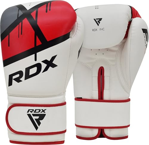 RDX Gants de Boxe Muay Thai d'entrainement, Maya Hide Cuir Mitaines, Ego Pro Sparring Kickboxing MMA Boxing Gloves, Gant pour Sac de Frappe Pattes d'ours Training, Homme Femme Adulte 8 10 12 14 16 oz