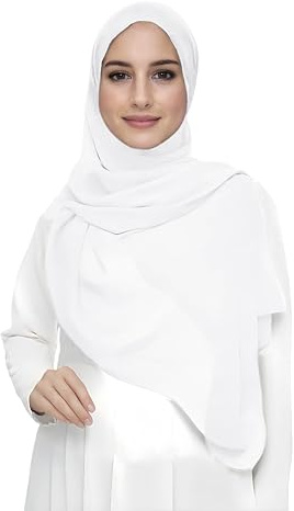 Lina & Lily Hijab para Mujer Musulmana, Tela Premium Chifón Ligero y Fluido (Blanco)