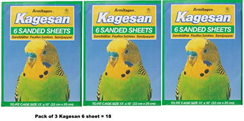Kagesan Sandpapierbögen, Vogelkäfig, 3 x 6 Stück, 18 Blatt, 33 x 25 cm