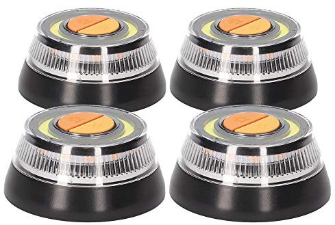 PMK GRUPO Luz V16 Homologada DGT [4Uds] | Luz Emergencia Coche Averia o Accidente [Visibilidad 1 Km] | Linterna con Base Imantada o Gancho para Colgar de Activación Sencilla IDIADA PC21020081