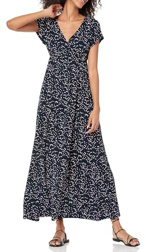 Amazon Essentials Maxi Abito con Vita Stretta (Disponibile in Taglie Forti) Donna, Blu Marino Rosa Animali Astratti, XL