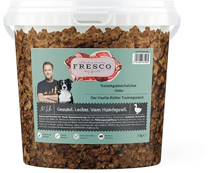 FRESCO Dog Martin Rütter Trainingsknöchelchen Ente 1kg | Leckerlies für Hunde mit viel Fleisch | getreidefrei & zuckerfrei| 100% frische Zutaten | für Belohnung, Training und als Snack