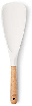 Spatola per riso Yum Asia Premium con manico in legno di faggio e silicone premium (Bianco Ghiaccio, Spatola a becco d'anatra)