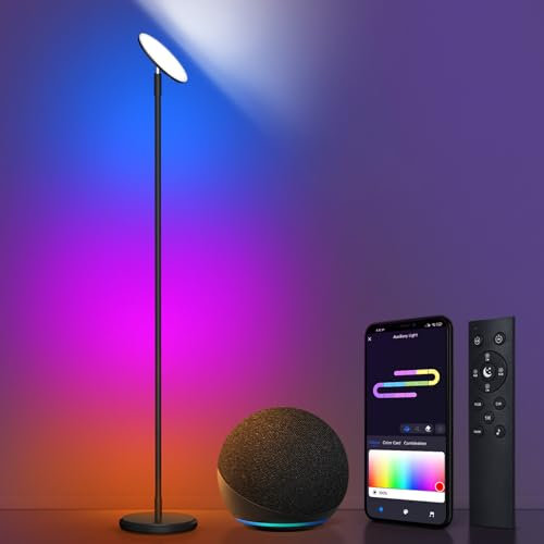 OUTON LED Stehlampe Dimmbar 30W 3000LM, 2-in-1 Smart WiFi Stehleuchte mit App-Steuerung, Kompatibel mit Alexa und Google Assistant, 16 Millionen Farben, Musik-Synchronisation, für Wohnzimmer
