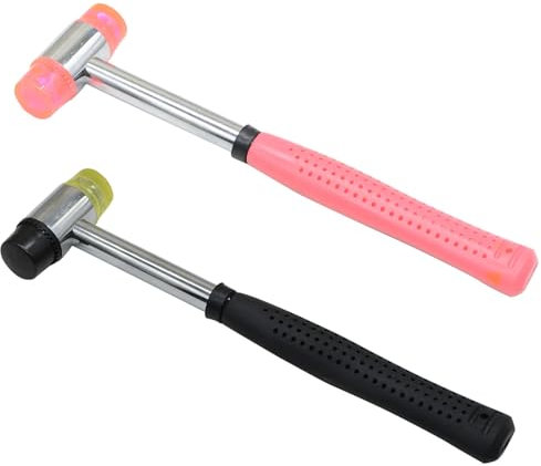 2 Stück 20 mm schwarze und rosa Gummihammer, doppelseitig und weit verbreitet für die Installation von Böden, Fliesen, Möbeln, Uhren und Handarbeit