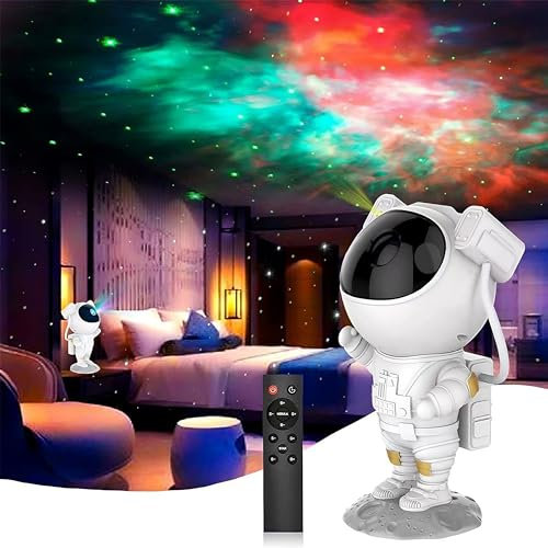 Retoo Astronaut Sternenhimmel LED Projektor Nachtlicht, Galaxy Light, Lampe mit Fernbedienung, Sternenprojektor, Sternlichtprojektor für Kinder und Erwachsene, Schlafzimmer und Decke, USB, 12x22,8 cm