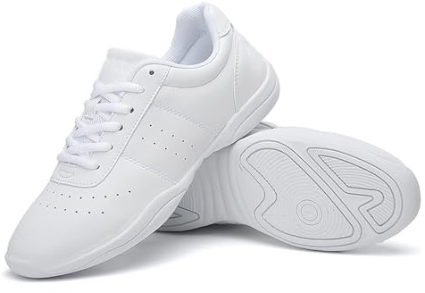 Damjazzskor Snörningsdanssneakers Jazzskor Balsal Utomhustränare Sport Dans Träningsskor för Gym Sport Aerobics Cheerleading（Vit C）